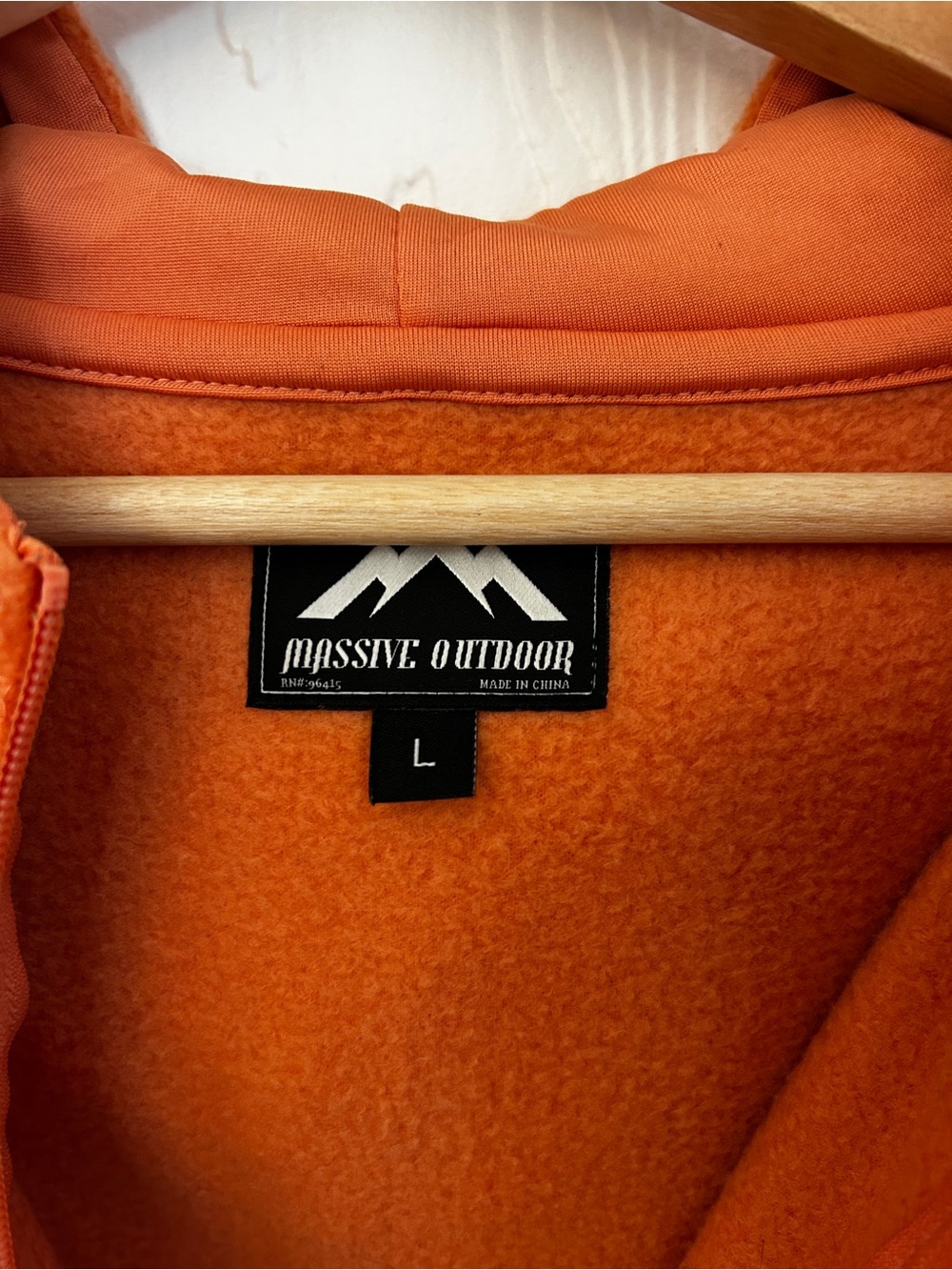 MASSIVE OUTDOOR Polar Fleece Hoodie Orange Men's Large Aztec Southwestern Cabin - Picture 5 of 6